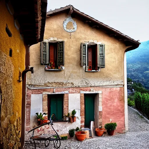 Prompt: A house in an Italian village, photography