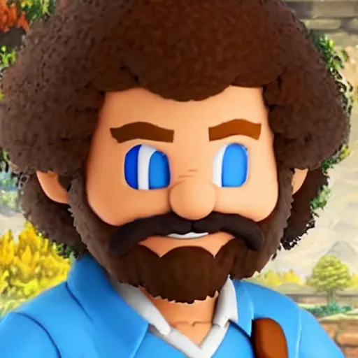 Prompt: Bob Ross as a Super Smash bros ultimate character, Nintendo switch