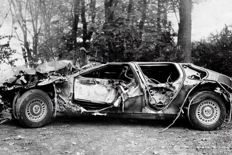 Image similar to car crash 1 9 2 2 delorean