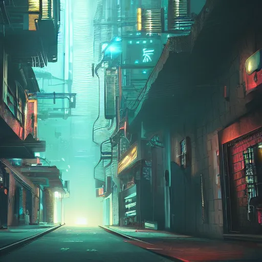 Image similar to a dark alleyway of a cyberpunk city, intricate artwork by Tooth Wu and wlop and beeple, octane render, hyper realism, 8k