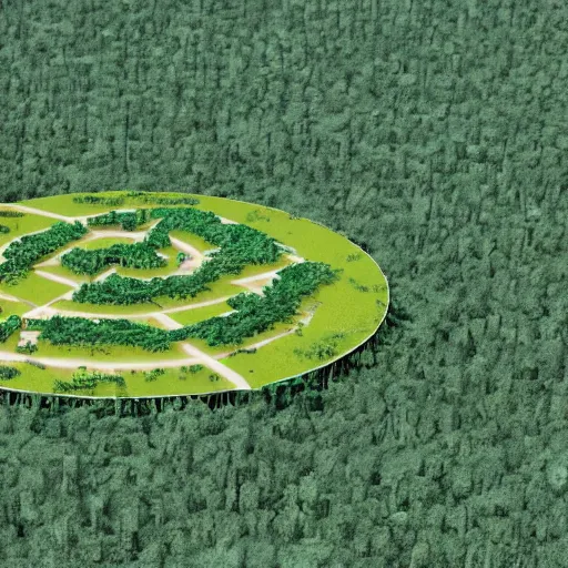 Prompt: a illustration of an architectural plan view of a labyrinth of the deforestation in amazona crisis