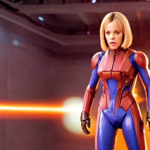 Image similar to rachel mcadams playing the role of samus in the new metroid movie, film still, 4 k, highly detailed, dramatic lighting