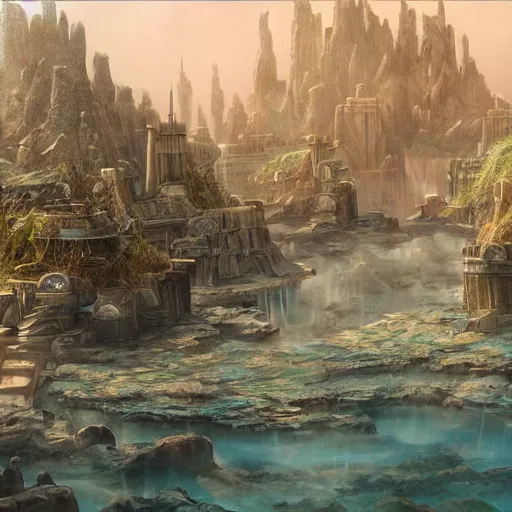 Prompt: photorealistic fantasy concept art of an underwater city, advanced further beyond human civilization, dynamic lighting, cinematic, ray tracing, 8k, ultra detailed