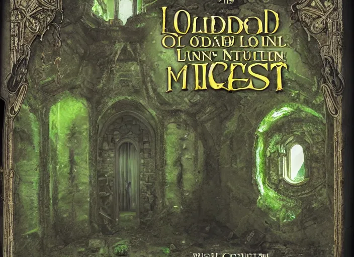 Image similar to The old cathedral was abandoned long ago, and now it is nothing more than a mossy ruin. But when a group of adventurers stumble upon it, they quickly realize that this place is far from ordinary. Deep within the ruins, they find a secret chamber that is filled with treasure