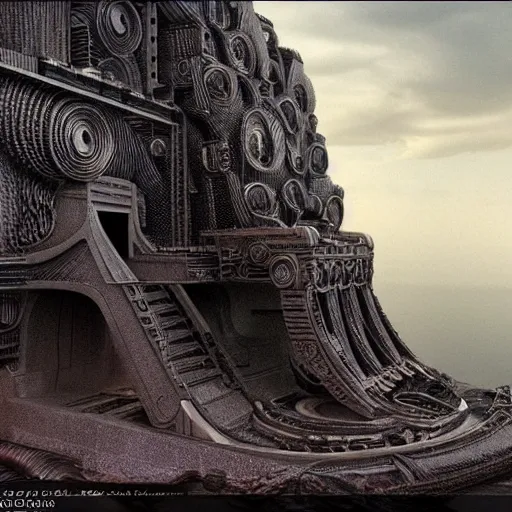 Prompt: highly advanced futurescape, intricate, high detailed, elegant composition, 8k, 144mm full shot, cinematic :: H.R. Giger ::