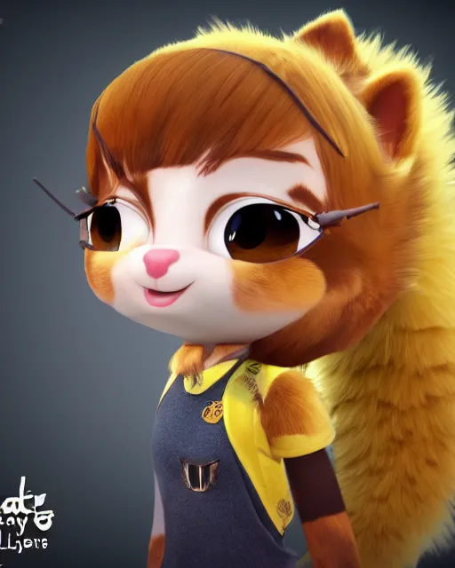 Image similar to female furry mini cute style, highly detailed, rendered, ray - tracing, cgi animated, 3 d demo reel avatar, style of maple story and zootopia, maple story gun bumblebee girl, bee chibi, soft shade, soft lighting