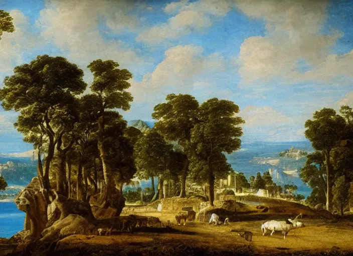 Prompt: highly detailed landscape of the african velt, animals, beautiful, bright atmosphere : claude lorrain