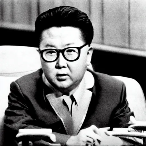 Image similar to a filmstill of Kim Jong-il in Godzilla (1954) by Ishirō Honda