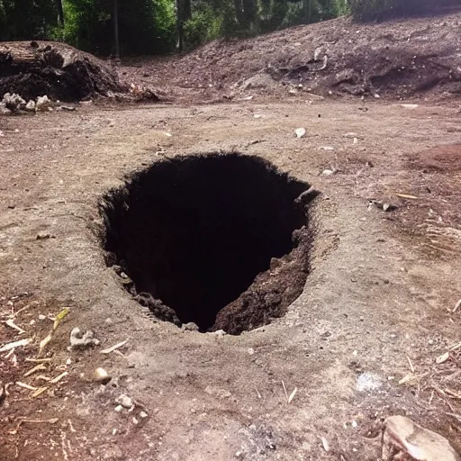 Image similar to Look at this hole in the ground! I found a crystal cave inside! They're glowing!