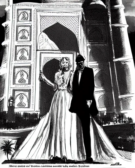 Prompt: tuesday weld visits the taj mahal by mort drucker