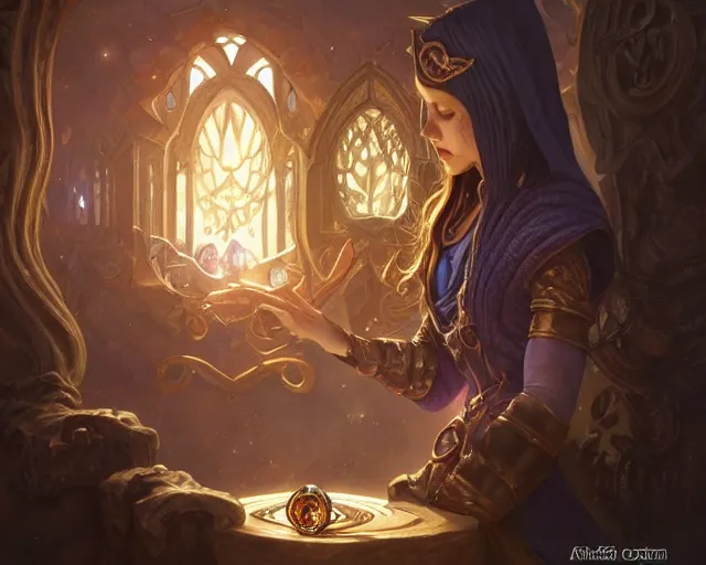 Image similar to shop window for magical rings, close up ring, magic ring, deep focus, d & d, fantasy, intricate, elegant, highly detailed, digital painting, artstation, concept art, matte, sharp focus, illustration, hearthstone, art by artgerm and greg rutkowski and alphonse mucha