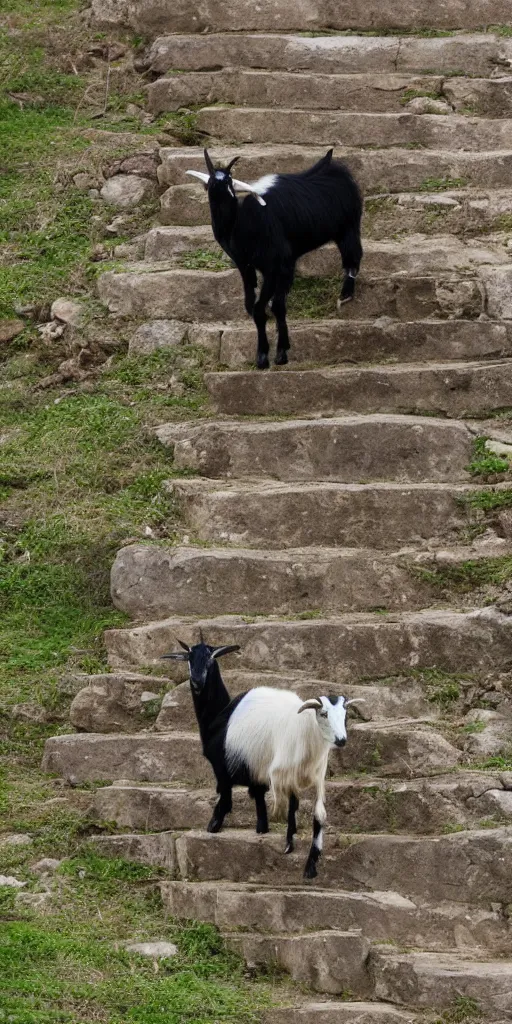 Image similar to goat climbing circular stairs