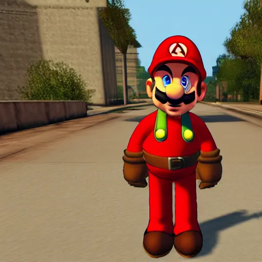 Prompt: mario in gta san andreas