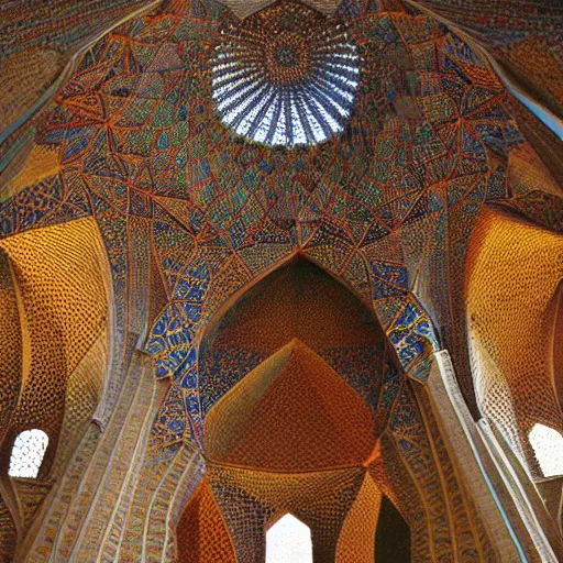 Image similar to psychedelic iranian honeycomb vaulting, muqarnas, photo