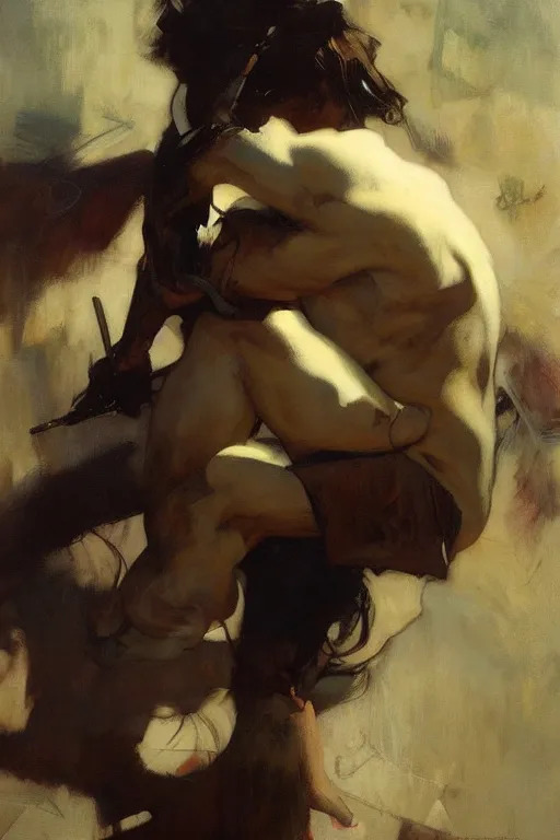 Image similar to nathan fielder, motion lines, action lines, painting by'phil hale '!!! gaston bussiere, craig mullins, greg rutkowski, alphonse mucha,