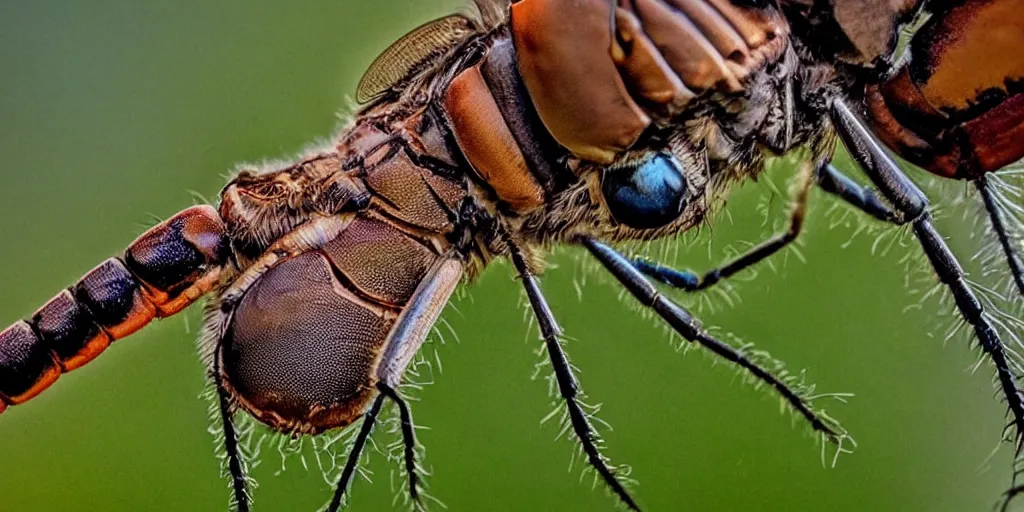 Prompt: jumping up and down the floor my head is an animal and once there was an animal it had a son that mowed the lawn the son was an ok guy they had a pet dragonfly the dragonfly it ran away but it came back with a story to say, studio lighting, deep colors