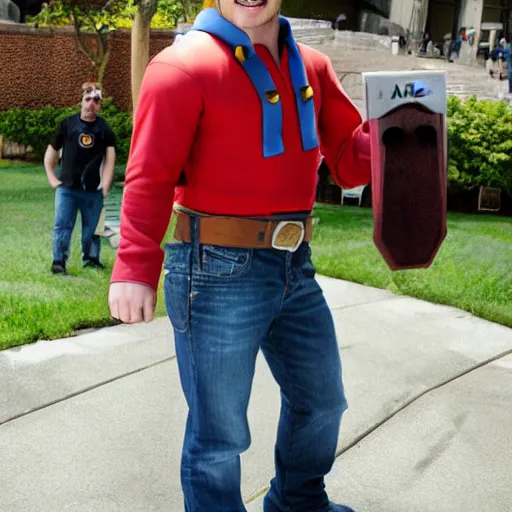 Prompt: Chris Pratt cosplaying as Mario, photograph