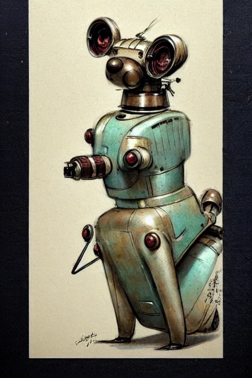 Prompt: (((((1950s retro robot dog . muted colors.))))) by Jean-Baptiste Monge !!!!!!!!!!!!!!!!!!!!!!!!!!!