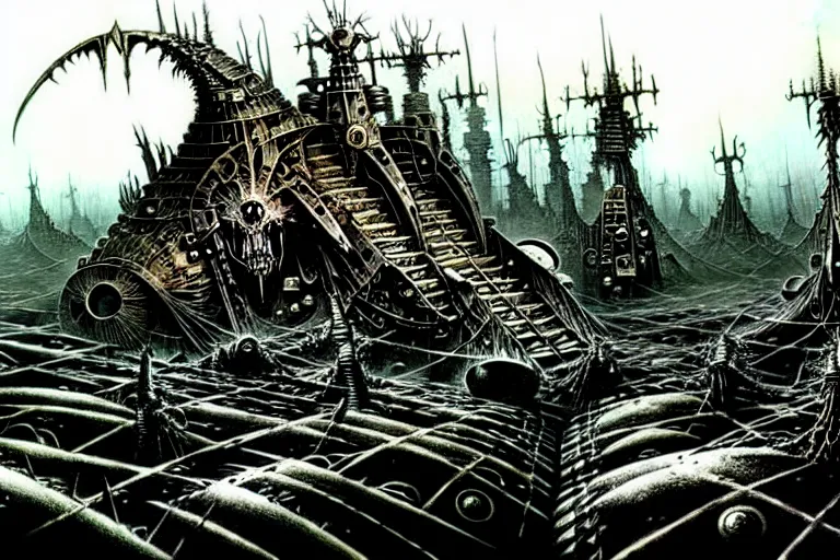 Prompt: ian miller, battlefield, multitudes, spirits, ghosts, vertical, warhammer 4 0 k