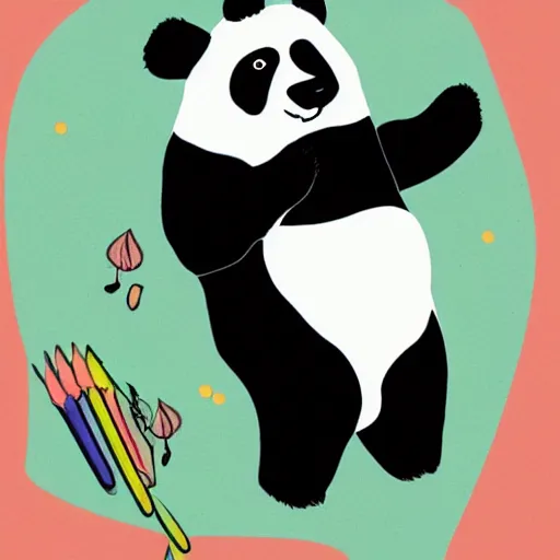 Prompt: illustration of panda bear birthday