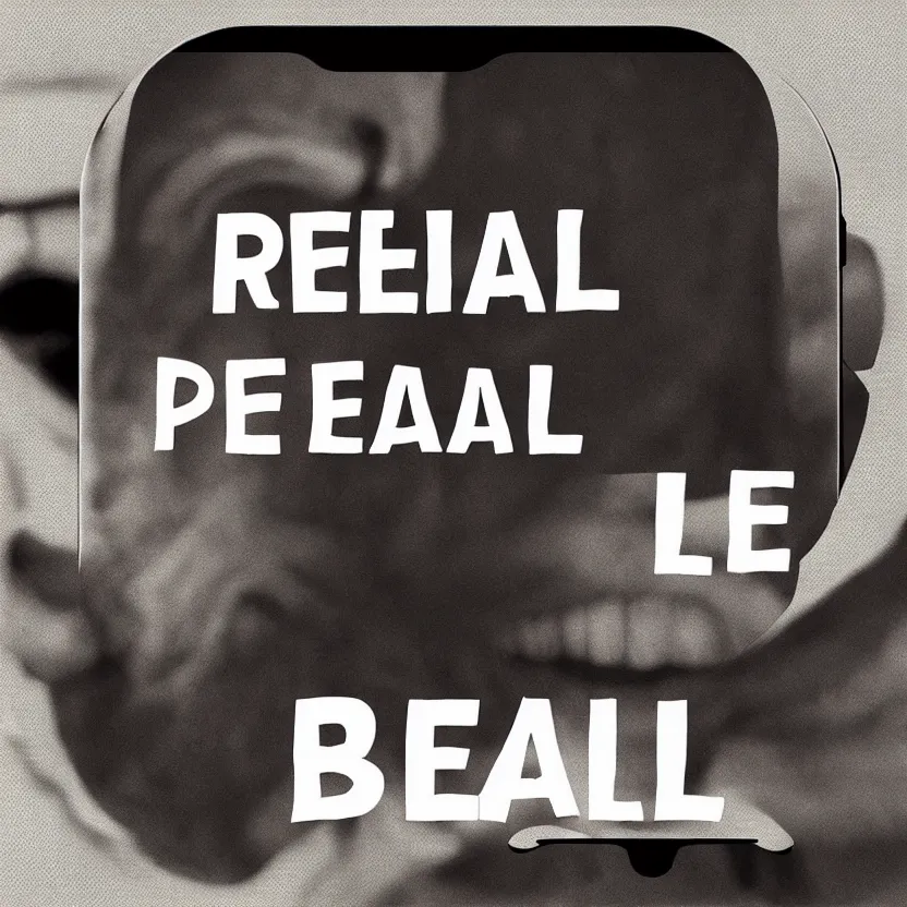 Prompt: bereal, be real, app, [ the words be real ]. text