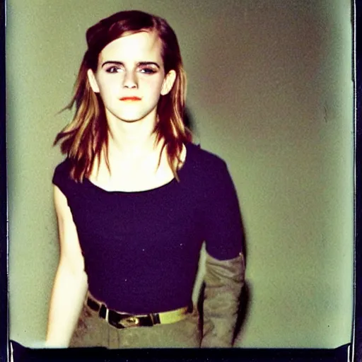 Prompt: color polaroid of emma watson clubbing full body by Tarkovsky