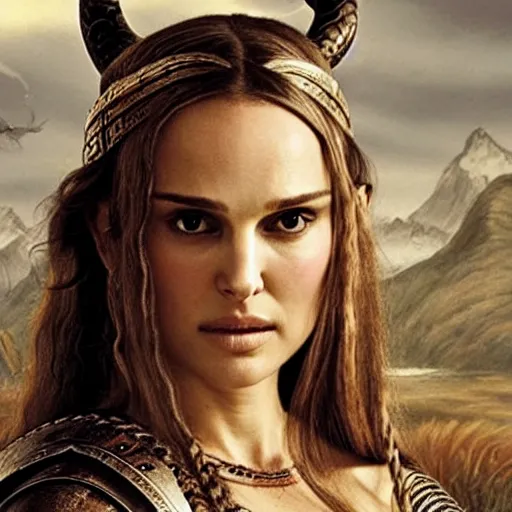 Prompt: natalie portman as a exotic viking warrior, high detailed, award winning, renaissance painting