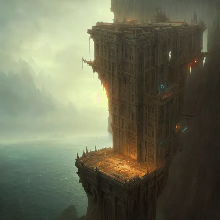 Image similar to matte painting by marc simonetti, jonathan solter, greg rutkowski of an archipelago, masterpiece, cinematic, hyperdetailed, photorealistic, hyperrealism, architecture, aerial view,