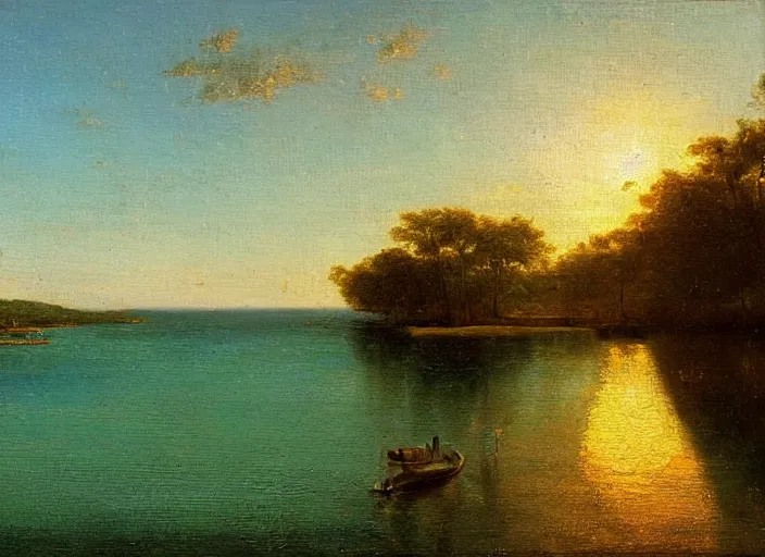 Image similar to florida keys in the style of hudson river school of art, oil on canvas