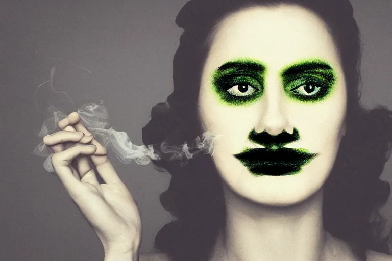 Prompt: a woman's face made out of smoke, marijuana, surreal, magritte, expression, slow