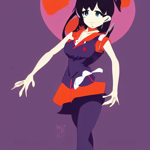 Prompt: tsubasa hanekawa, trending on artstation, by darwin cooke, vector art