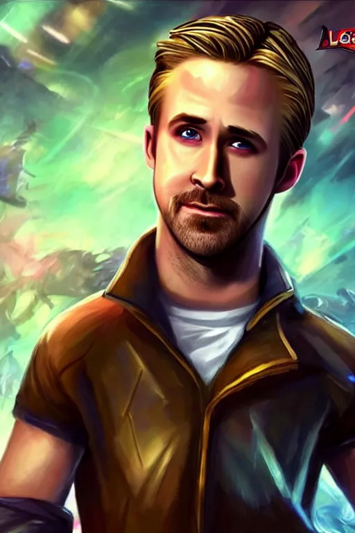 Image similar to ryan gosling as a character in the game league of legends, with a background based on the game league of legends, league of legends splash art, detailed face