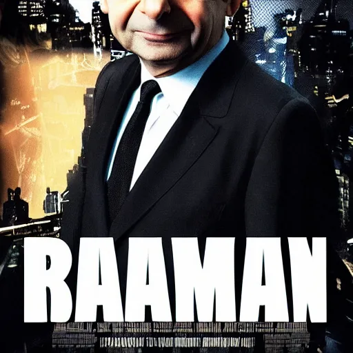 Image similar to rowan atkinson plays batman in this gritty reboot of the batman franchise, movie poster, 2 0 2 0