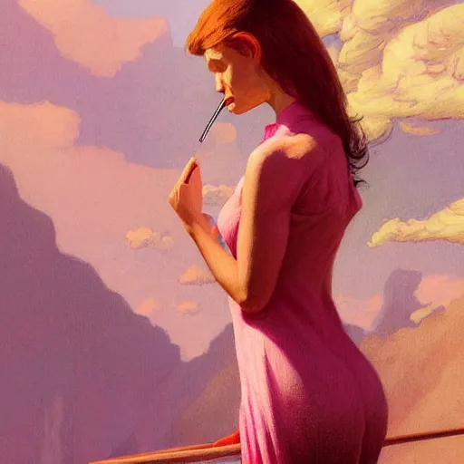 Prompt: painted portrait of wolf wearing pink shirt and smoking, crest hair, intricate, digital painting, artstation, concept art, smooth, sharp focus, illustration, art by jean giraud, edward hopper, gaston bussiere and greg rutkowski