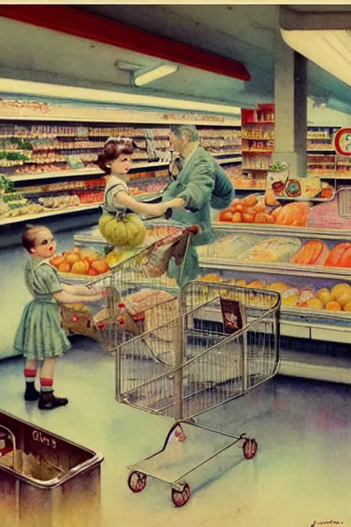 Prompt: ( ( ( ( ( 1 9 5 0 s retro future android grocery store interior. muted colors. childrens layout, ) ) ) ) ) by jean - baptiste monge,!!!!!!!!!!!!!!!!!!!!!!!!!