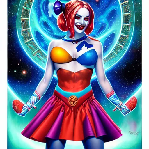 Image similar to harley quinn as a cosmic fractal, pixar style, by tristan eaton stanley artgerm and tom bagshaw.