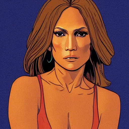 Image similar to “ jennifer lopez retro minimalist portrait by jean giraud, moebius starwatcher comic, sharp, smooth face, 8 k ”