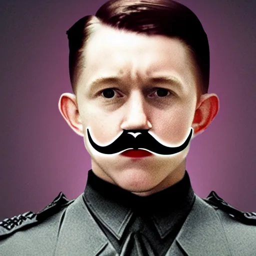 Image similar to tom holland as adolf hitler with Hitler mustache