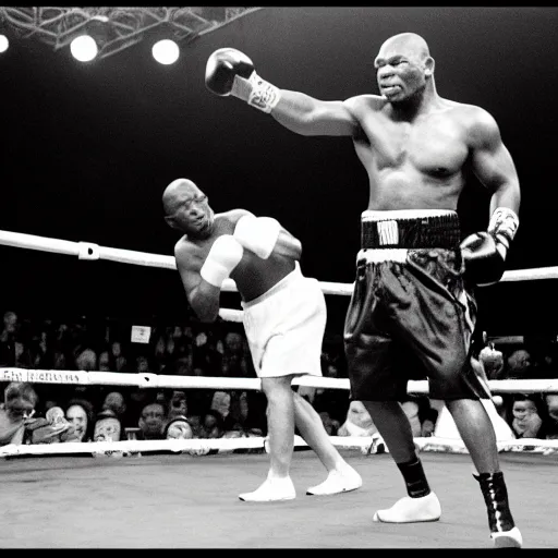 Image similar to mike tyson punching a dolphin black and white photograph