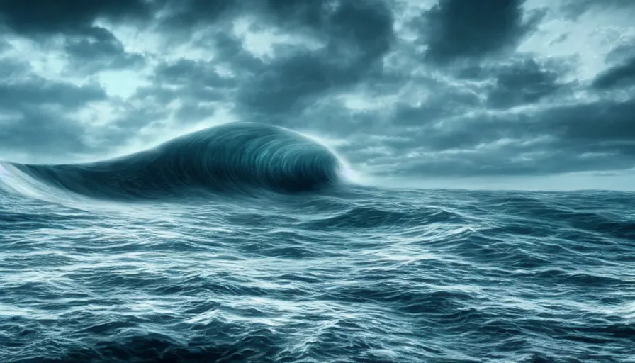 Prompt: a giant smooth sea wave, professional, realistic, cinematic, establishing shot