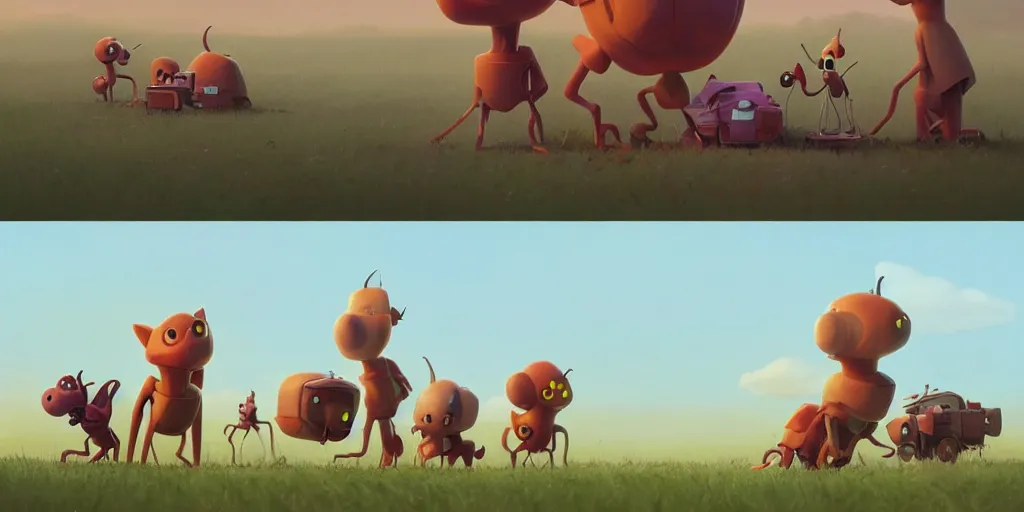 Image similar to courage the cowardly dog by Goro Fujita and Simon Stalenhag , 8k, trending on artstation, hyper detailed, cinematic