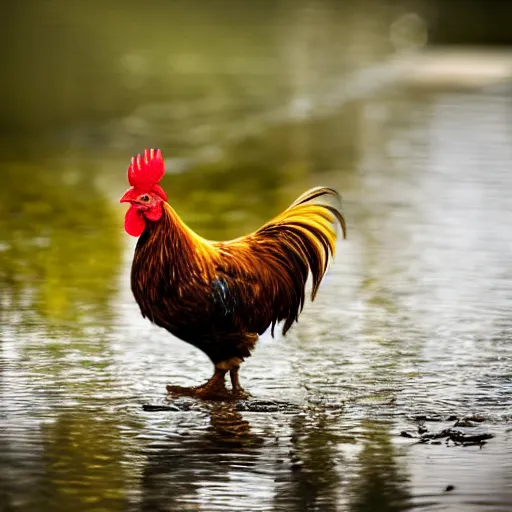 Image similar to chicken rooster standing in a pond photo bokeh depth field