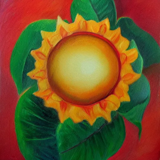 Image similar to a pie flower, oil painting