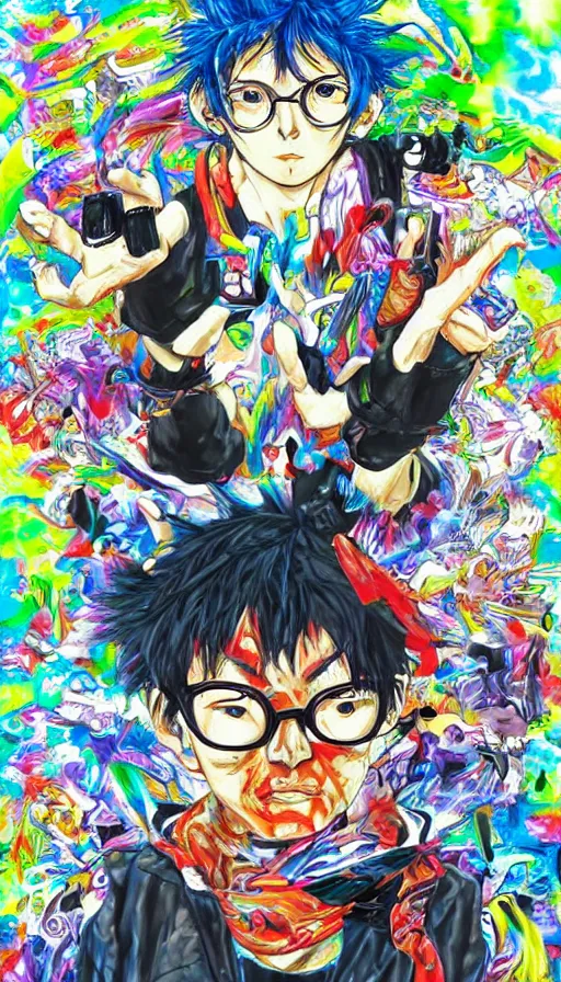 Prompt: psytrance artwork, by hideaki anno