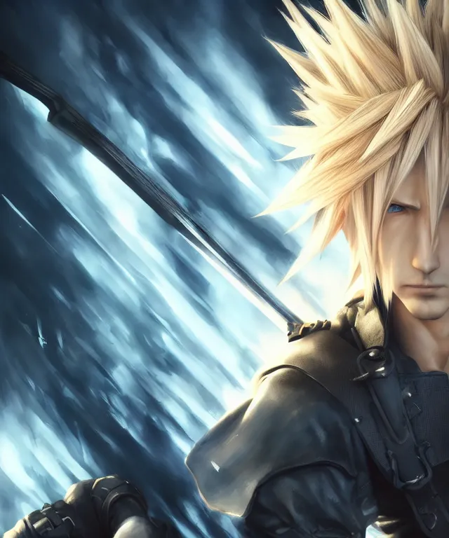 Prompt: cloud strife, crisp 8 k line art, digital painting, artstation, unreal engine, octane render, emissive lighting, concept art, matte, sharp focus, hyper realistic lighting, illustration, art by ross tran and james jean and philippe druillet