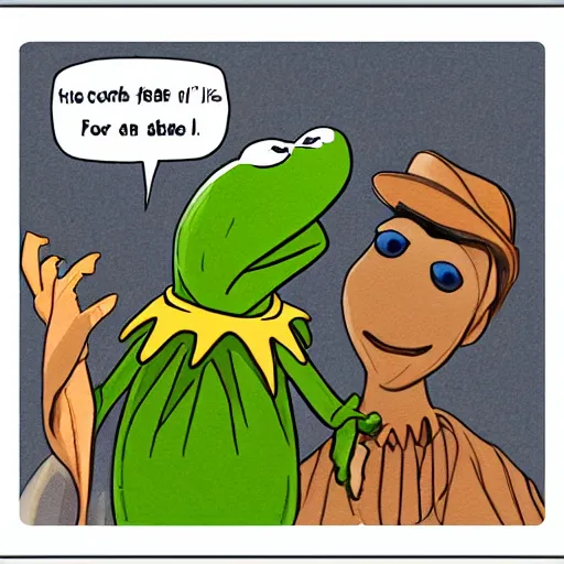 Image similar to kermit and god the conversation