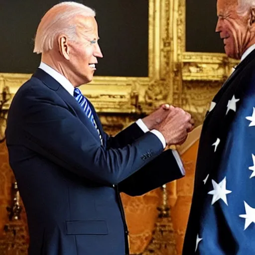 Prompt: Joe Biden awarding the Presidential Medal of Freedom to Batman