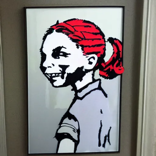 Prompt: pippi longstocking in the style of banksy n- 4