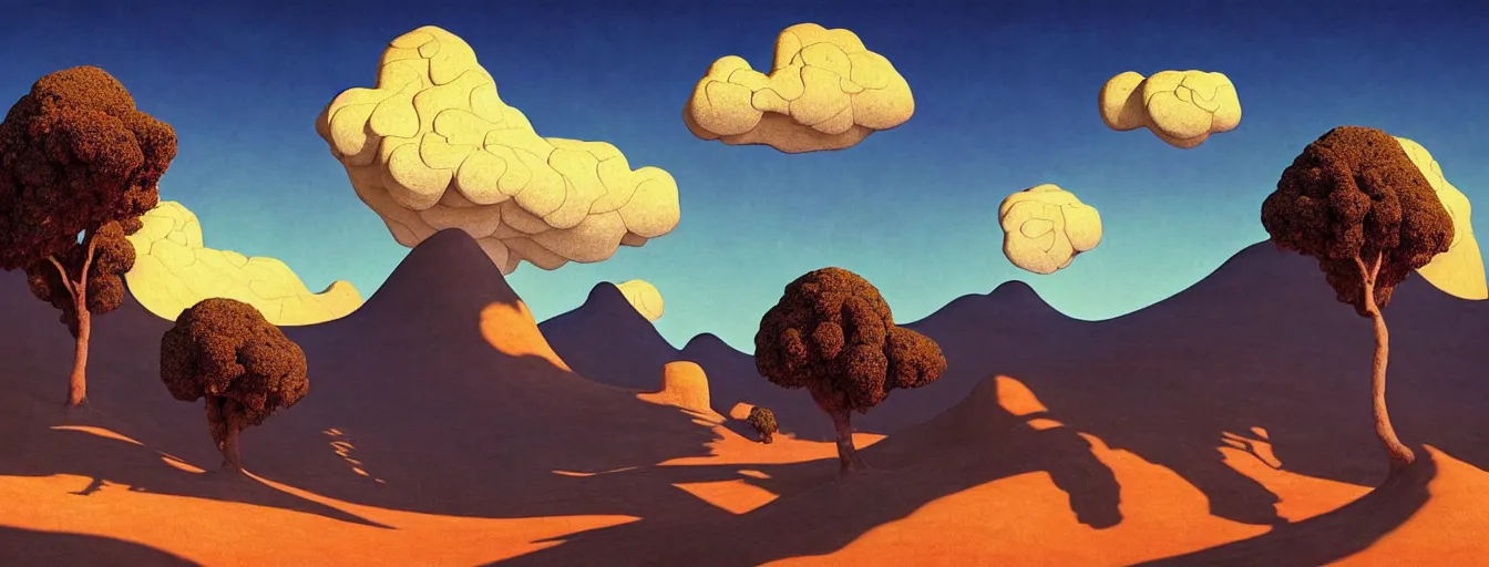 Image similar to a gorgeous of a hill surrounded by barren blue desert, statues of towering blue woman scattered in the sand by barlowe wayne maxfield parrish and marco mazzoni. tree no leaf!!!! china mountain village!! blue and very little light verdancy. towering clouds. ultra clear detailed. 3 d, octane render. turbulent blood lake.