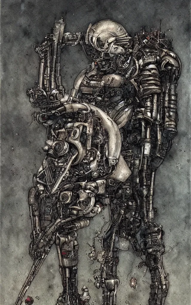 Image similar to futurist cyborg knight, perfect future, award winning art by santiago caruso